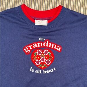 Retro Grandma Heart Women's Crew Neck Sweater - Navy - Size M